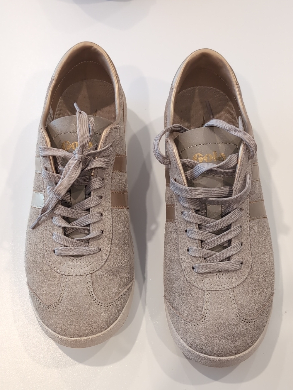 Gola Women's Suede Sneakers in Light Taupe and Cream
